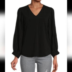 Pleated Puff Sleeve Top